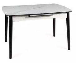 Valgomojo stalas išskleidžiamas Apollo, balta sp./juoda sp., 120 - 160 cm x 80 cm x 76 cm