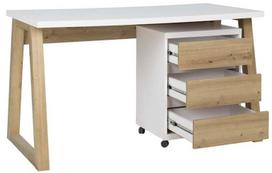 Rašomasis stalas su stalčiais Iwo I, 135 cm x 65 cm, 75.2 cm, ąžuolo sp./balta sp.