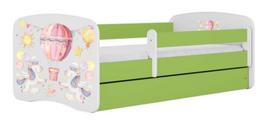 Vaikiška lova Kocot Kids Balloon, balta sp./žalia sp., 80 x 160 cm, be patalynės dėžės, be čiužinio
