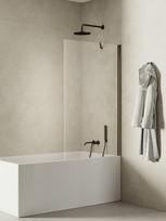 Vonios sienelė Magnifity Fonta, 90 cm x 140 cm, skaidri sp./metalinė juoda sp./skaidrus