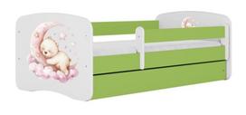 Vaikiška lova Kocot Kids Dream, balta sp./žalia sp., 70 x 140 cm, su patalynės dėže, su čiužiniu