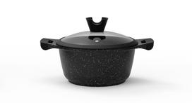 Puodas Domoletti Black Marble, 20 cm, 2.6 l, juoda sp.