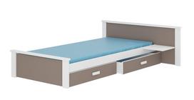 Vaikiška lova ADRK Aldex Shelf, balta sp./pilka sp./rusva sp., 80 x 180 cm, su patalynės dėže, su čiužiniu