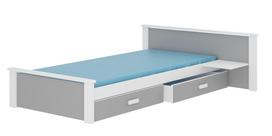 Vaikiška lova ADRK Aldex Shelf, balta sp./pilka sp., 80 x 180 cm, su patalynės dėže, su čiužiniu