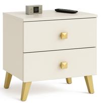 Naktinis staliukas Akord Furniture Factory Mobi K-02, aukso sp./balta sp., 43 cm x 40 cm x 37 cm