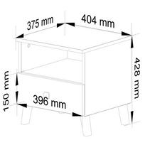 Naktinis staliukas Akord Furniture Factory Mobi K-01, balta sp./juoda sp., 43 cm x 40 cm x 37 cm