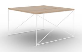 Kavos staliukas ADRK Nelia, balta sp./rusva sp., 75 cm x 75 cm x 43 cm