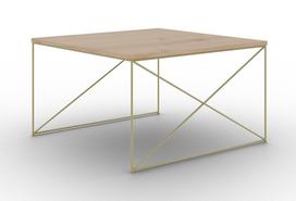 Kavos staliukas ADRK Nelia, aukso sp./rusva sp., 75 cm x 75 cm x 43 cm