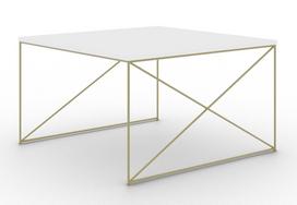 Kavos staliukas ADRK Nelia, aukso sp./balta sp., 75 cm x 75 cm x 43 cm