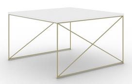 Kavos staliukas ADRK Nelia, skaidri sp./aukso sp./balta sp., 75 cm x 75 cm x 43 cm