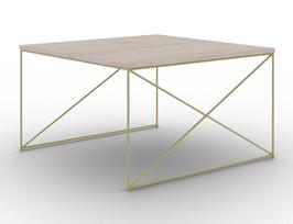 Kavos staliukas ADRK Nelia, skaidri sp./ruda sp./aukso sp., 75 cm x 75 cm x 43 cm