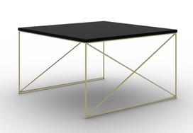 Kavos staliukas ADRK Nelia, aukso sp./juoda sp., 75 cm x 75 cm x 43 cm