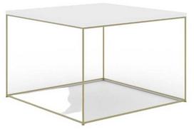 Kavos staliukas ADRK Roni, aukso sp./balta sp., 65 cm x 65 cm x 37 cm