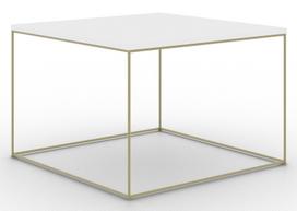 Kavos staliukas ADRK Roni, skaidri sp./aukso sp./balta sp., 65 cm x 65 cm x 37 cm