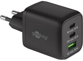Universalus įkroviklis ir duomenų perdavimo kabelis Goobay Nano, USB Type C/USB Type A, 6.53 cm, juoda sp., 65 W