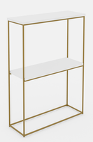 Konsolinis staliukas ADRK Velo, aukso sp./balta sp., 20 cm x 60 cm x 80 cm
