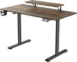 Rašomasis stalas su lentyna reguliuojamo aukščio Ultradesk Highlander, 120 cm x 60 cm, 72 - 117 cm, ruda sp./juoda sp.