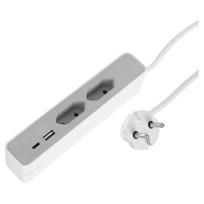 Buitinis ilgintuvas 2 Euro lizdų, USB A/C, 2 x 1 mm², 2 m, 2 lizdų