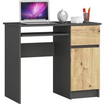 Rašomasis stalas su spintele Akord Furniture Factory Piksel Right, 90 cm x 50 cm, 77 cm, ąžuolo sp./pilka sp.