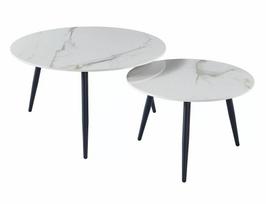 Kavos staliukų komplektas Kora D, marmuro sp., 80 cm x 80 cm x 45 cm, 2 vnt.