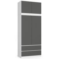 Spinta Akord Furniture Factory S90, balta sp./pilka sp., 50.4 cm x 90.4 cm x 235 cm