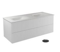 Vonios spintelė su praustuvu Besco Akya Linea, balta sp./juoda sp., 52.5 cm x 131 cm x 50.7 cm