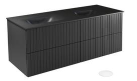 Vonios spintelė su praustuvu Besco Akya Linea, juoda sp., 52.5 cm x 131 cm x 50.7 cm