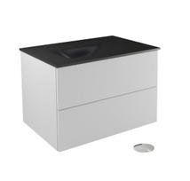 Vonios spintelė su praustuvu Besco Akya Classic, balta sp./juoda sp./chromo sp., 52.5 cm x 66 cm x 50.7 cm