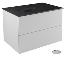 Vonios spintelė su praustuvu Besco Akya Classic, balta sp./juoda sp./chromo sp., 52.5 cm x 76 cm x 50.7 cm