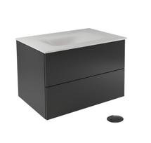 Vonios spintelė su praustuvu Besco Akya Classic, balta sp./juoda sp., 52.5 cm x 66 cm x 50.7 cm