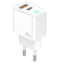 Kelioninis įkroviklis Jellico EU11, USB Type C/USB Type A, balta sp., 20 W