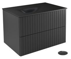 Vonios spintelė su praustuvu Besco Akya Linea, juoda sp., 52.5 cm x 66 cm x 50.7 cm