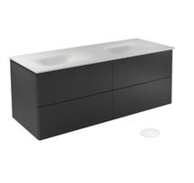 Vonios spintelė su praustuvu Besco Akya Classic, skaidri sp./balta sp./juoda sp., 52.5 cm x 131 cm x 50.7 cm