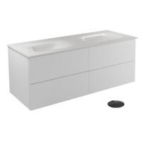 Vonios spintelė su praustuvu Besco Akya Classic, skaidri sp./balta sp./juoda sp., 52.5 cm x 131 cm x 50.7 cm