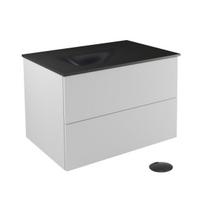 Vonios spintelė su praustuvu Besco Akya Classic, balta sp./juoda sp., 52.5 cm x 76 cm x 50.7 cm
