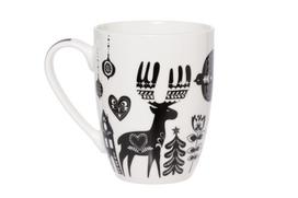 Kalėdinis puodelis Winteria Folk, balta sp./juoda sp., 0.34 l