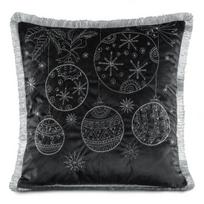 Kalėdinis dekoratyvinės pagalvėlės užvalkalas 118A, sidabro sp./juoda sp., 45 cm x 45 cm