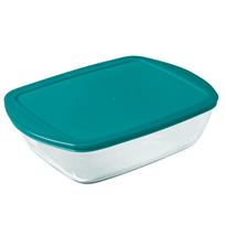 Kepimo forma su dangčiu Pyrex Cook & Store, skaidri sp./žalia sp., 28 cm x 20 cm, 25 l