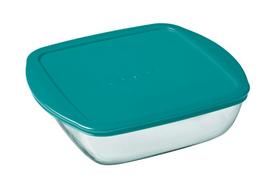 Kepimo forma su dangčiu Pyrex Cook & Store, skaidri sp./žalia sp., 25 cm x 22 cm, 2.3 l