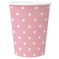 Vienkartiniai puodeliai PAW Pink Dots, 250 ml, 8 vnt.