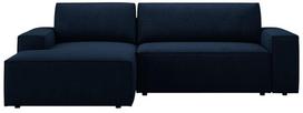 Kampinė sofa - lova Micadoni Jodie Boucle, tamsiai mėlyna sp., kairinė, 246 x 151 cm x 86 cm