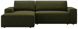 Kampinė sofa - lova Micadoni Jodie Boucle, alyvuogių žalia sp., kairinė, 246 x 151 cm x 86 cm