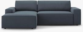 Kampinė sofa - lova Micadoni Jodie, mėlyna sp., kairinė, 246 x 151 cm x 86 cm