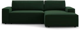 Kampinė sofa - lova Micadoni Jodie Bluvel 78, juoda sp./žalia sp., dešininė, 246 x 151 cm x 86 cm