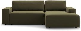 Kampinė sofa - lova Micadoni Jodie Bluvel 77, alyvuogių žalia sp., dešininė, 246 x 151 cm x 86 cm