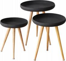 Kavos staliukų komplektas Boltze Masdour, juoda sp./ruda sp., 37 - 51 cm x 51 cm x 47 - 60 cm, 3 vnt.