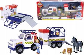 Žaislinis sunkvežimis Simba Fireman Sam Vet 4X4 With Trailer 925-2624, balta sp./mėlyna sp./raudona sp.
