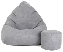 Sėdmaišis su pufu Sako Mega Dot Velour XL, pilka sp.
