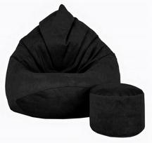 Sėdmaišis su pufu Sako Mega Premium Terra Velour XXL, juoda sp.