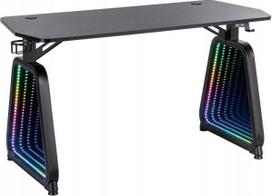 Kompiuterinių žaidimų stalas Cortek Infinity RGB, 143 cm x 60 cm, 75 cm, juoda sp.